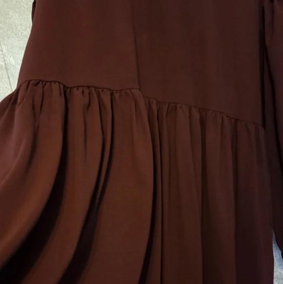 Burgundy Ankle Length Oversized Dress Balloon Sleeve XL Minimal Chic NWOT - Picture 7 of 8